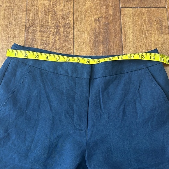 Pure Collection High Waisted Straight Silk Linen Navy Pant Size 4 - Picture 7 of 11